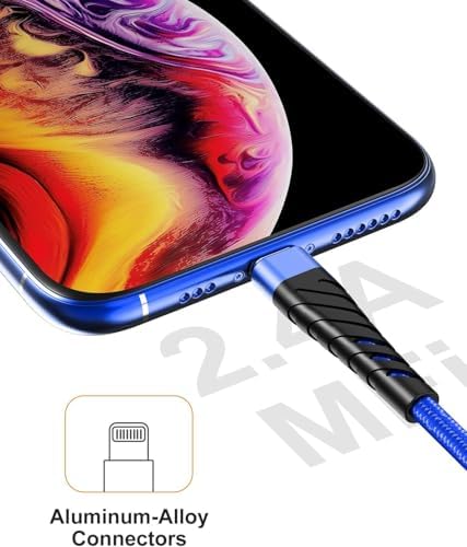 Cyven Smart 3-Pack 6 Ft MFi Certified Lightning Cables – Fast Charging USB A to Lightning Cords for i Phone 14/13/12/11/XS/XR/X/8/7/6/5/SE Plus Pro Max Mini – Durable Red Design for Ultimate Flexibility and Speed