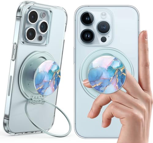 Glamour Pearl Magnetic Phone Grip Holder with Adjustable Kickstand – Ultimate Versatile Smartphone Accessory for i Phone, Android & Kindle – Secure Hands-Free Viewing & Stylish Design – Includes Magnetic Adapter for Effortless Compatibility and Enhanced Usability