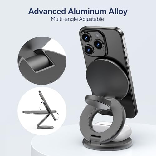 Ultra-Fast 3-in-1 Magnetic Wireless Charging Station for Apple Devices – Foldable Aluminum Alloy Dock for i Phone 16/15/14/13/12, Apple Watch & Air Pods with 20 W Adapter – Portable Power Solution for Travel Enthusiasts and Tech Savvy Users