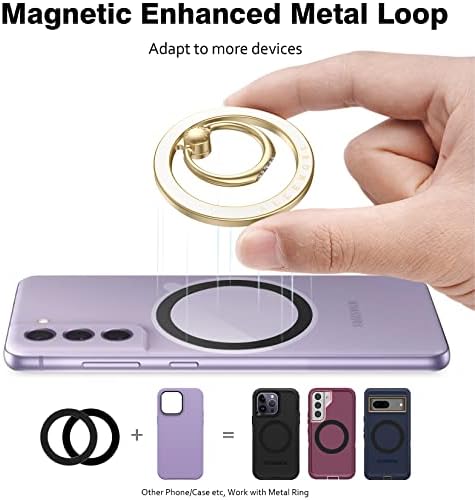 Allengel Bling Silver Magnetic Phone Grip – Stylish Mag Safe-Compatible Ring Holder & Kickstand for i Phone and Smartphones – 360-Degree Rotation, Secure Grip, and Elegant Design for Effortless Hands-Free Experience