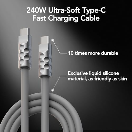 4-in-1 Universal Multi USB Charging Cable – 240W Max Fast Charger Cord with Multiple Connectors for iPhone 16/15/14/13, iPad, Samsung, MacBook, Tablets & More (Black, 6.6Ft) – Enhanced Compatibility and Speed