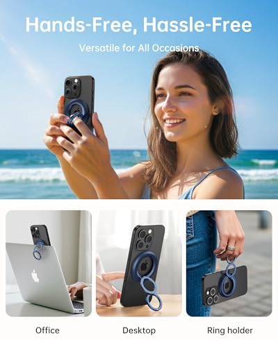 Syncwire Magnetic Phone Ring Holder – Titanium Alloy Kickstand for i Phone 12-16 Pro Max & Compatible Android Devices – Ergonomic Design, Enhanced Mag Safe Stability, Lightweight Grip for Ultimate Hands-Free Convenience