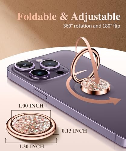 GVIEWIN Stylish Marble Phone Ring Holder with 360° Rotation for Ultimate Grip and Kickstand Functionality – Compatible with i Phone 16 Pro Max, 15 Plus, 14, 13, 12 Series & Galaxy S25/S24 Ultra – Elegant Flowing Sakura Design for Enhanced Safety and Usability