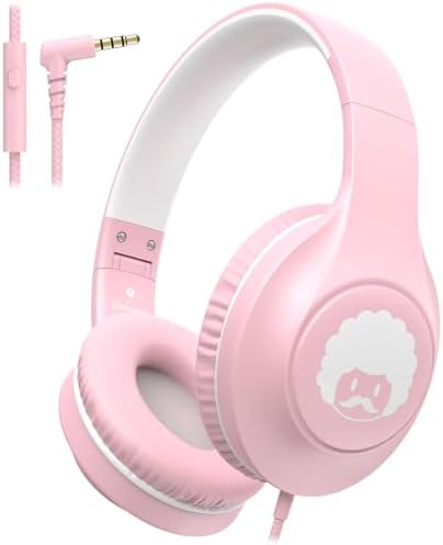 Rockpapa C24 Foldable Kids Headphones with Microphone – Lightweight Wired Audio Solution in Eye-Catching Purple & Green for School, Travel, and Play – Ideal for Young Listeners with Enhanced Compatibility and Superior Portability