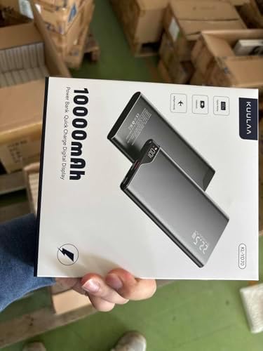 Kuulaa Dual 10000 m Ah Power Bank 22.5 W PD – Fast Charging Portable USB-C Charger with LED Display for i Phone 16/15/14 Pro/Plus & Samsung S24 Ultra – Slim, Airplane-Approved Metal Shell for Ultimate Travel Convenience and Enhanced Device Compatibility
