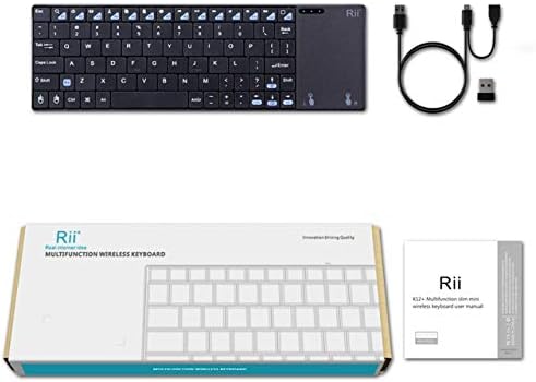 Rii K12+ Mini Wireless Keyboard with Touchpad – Sleek Stainless Steel Design for Mac, PC, and Tablet – Ultimate Portable Solution for Smart TVs and Raspberry Pi – Effortless Navigation and Productivity on the Go