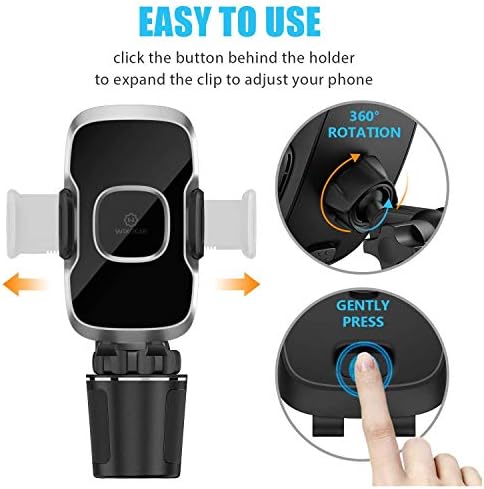 Wix Gear Enhanced Cup Holder Phone Mount – Adjustable Long Neck for Optimal Viewing, Universal Fit for i Phone, Samsung, Google & More – Durable Hands-Free Car Accessory with Expandable Side Arms for Safe Navigation and Music Enjoyment