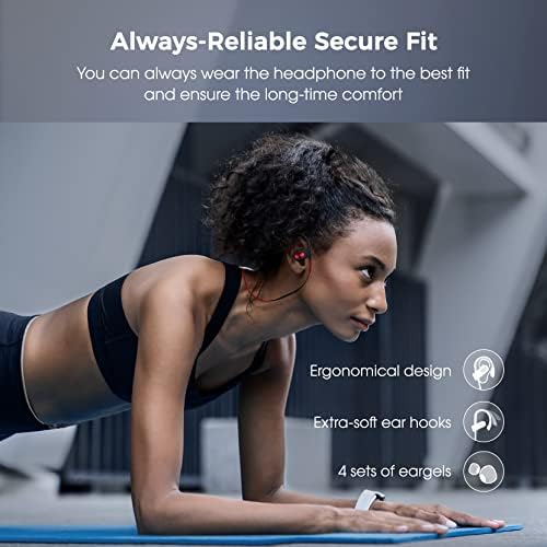 Ultimate Sport Bluetooth Earbuds with CVC 6.0 Noise Cancellation – 16-Hour Deep Bass Playtime, IPX7 Waterproof Design, and Secure Fit Ear Hooks for Unmatched Performance in Bold Red, Perfect for Active Lifestyles