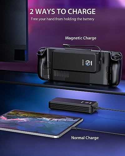 Antank Magnetic Power Bank for Steam Deck – 20000 m Ah Fast Charging Battery Pack with 45 W PD 3.0 Technology, Removable Magnetic Mount & Dual USB-C Cables – Ultimate Gaming Companion for Extended Playtime