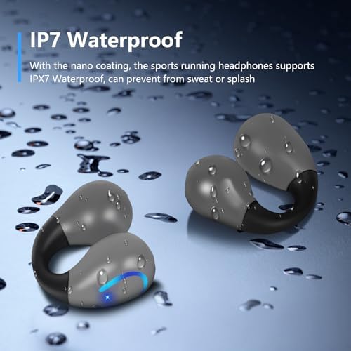 Revolutionary Bluetooth 5.3 Open Ear Bone Conduction Earbuds with IPX7 Waterproof Design – Perfect Fitness Ally for Runners and Outdoor Enthusiasts, Equipped with LED Charging Case and Integrated Microphone for Seamless Connectivity and Enhanced Safety