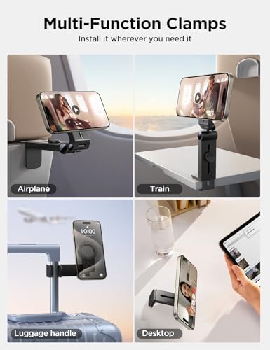 JOYROOM 2 Pack Airplane Phone Holder, Hands-Free Airplane Phone Mount, Airplane Essentials Phone Stand for iPhone 15 Pro Max 14 13 12, and Magsafe Case – Enhanced Compatibility and Speed