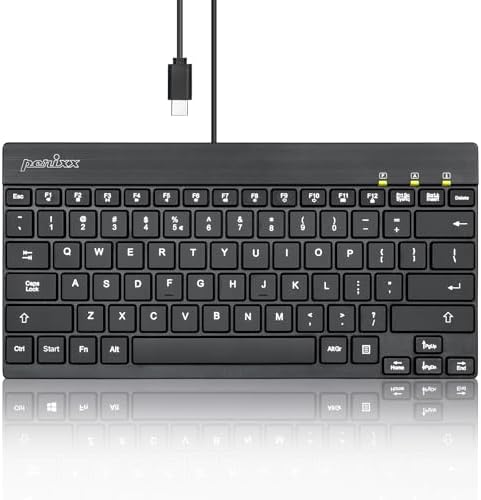 Perixx PERIBOARD-426 Wired Mini Low Profile Keyboard – Compact USB Design for Ultimate Comfort and Speed, Enhanced Compatibility Across Windows, Mac, and Linux, Perfect for Home and Office Workspaces