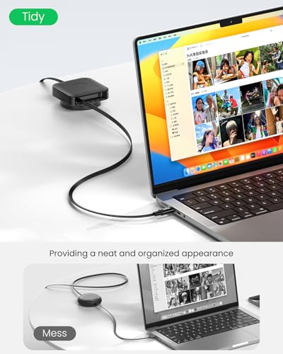 Fasgear Retractable USB C Cable Desk Mount – 60 W PD/PPS Fast Charging Type C Charger for i Phone 16/15, i Pad, Galaxy S24/S23, Google Pixel – 360° Rotatable Cable Management Solution in Sleek White – Ultimate Convenience for Tangle-Free Charging and Enhanced Device Accessibility