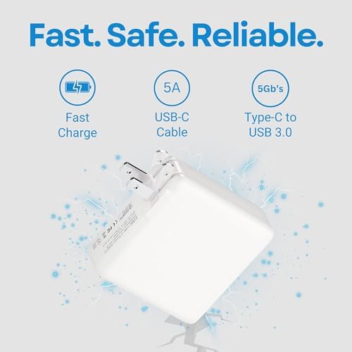 Turbo Charge Your Devices with the 118 W USB-C Power Adapter for Mac Book Pro/Air – 2023/2022 Compatible with Retina M1/M2 and i Pad Pro – Dual High-Power Charging Cables Included – PD 3.0 Technology for Unmatched Speed and Safety – Recharge Mac Book Pro 16” in Just 1 Hour 35 Minutes and 14” to 50% in 30 Minutes – Advanced Overheat and Short Circuit Protection for Worry-Free Use – Ideal for Travel and On-the-Go Charging – CE/FCC/ROHS/UL Certified for Ultimate Reliability – Enjoy a 30-Day Money-Back Guarantee and 12-Month Warranty – Elevate Your Charging Experience Today!