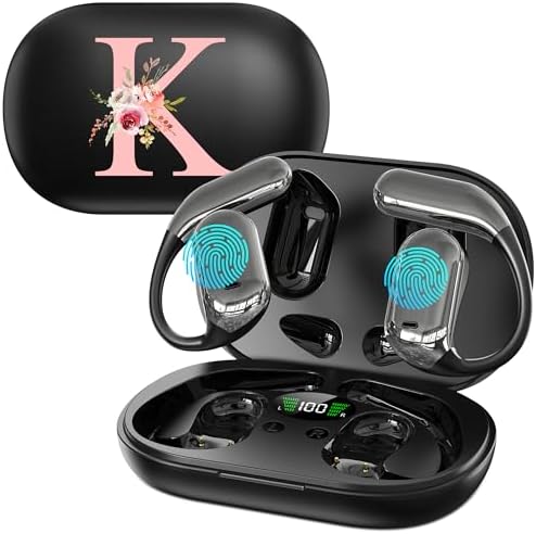 Floral Initial Personalized Wireless Earbuds with Advanced AI Language Translation – Premium Noise Cancelling Bluetooth Headphones for Stylish Communication – Ideal Mother’s Day Gift for Tech Enthusiasts and Culture Lovers