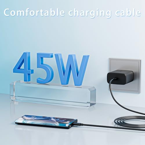 Ultra-Fast 45 W USB-C Charger for Samsung Devices – 3 Pack with 6 FT Cable, Perfect for Galaxy S25 Ultra/S24/S23/S22 – Rapid Charging with Overcurrent Protection and Durability for Home & Travel Use