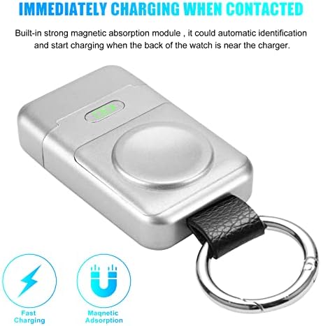 Compact Magnetic Wireless Power Bank for Apple Watch – HUOTO 1400 m Ah Travel Charger with Keychain Attachment for Series 9/8/7/6/SE/5/4/3/2/1/UItra/UItra 2 – Fast, Reliable Charging On-the-Go
