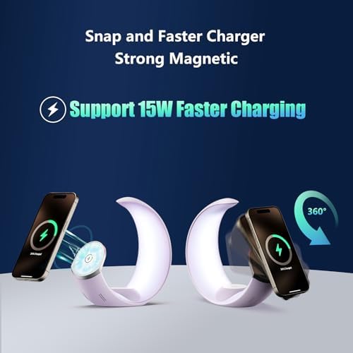 Ultimate 3-in-1 Magnetic Wireless Charging Station for Apple Devices – Fast Charge Your i Phone 16/15/14/13/12/11, Apple Watch Series & Air Pods 4 with RGB Night Light – Enhanced Safety & Intelligent Charging Technology – Artful Design for Home and Office Aesthetics