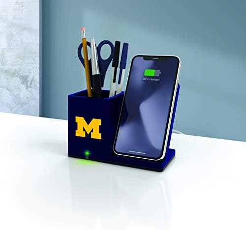 NCAA Unisex Fast Wireless Charging Stand & Desk Organizer – Stylish Multi-Device Charger for Sports Enthusiasts, Efficient Workspace Solution with Built-in Accessory Compartments