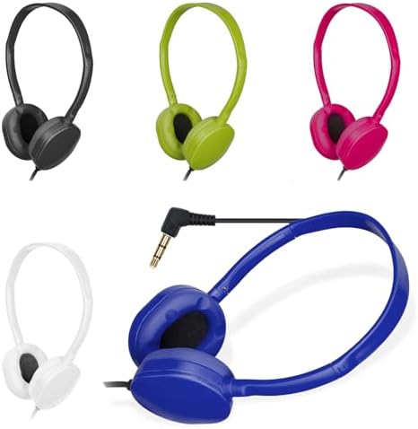 Elevate Educational Engagement with 20 Pack Multi-Color Classroom Headphones – Durable, Lightweight Earphones for All Ages, Ideal for Versatile Learning Environments and Device Compatibility