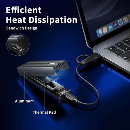 FIDECO High-Speed M.2 NVMe Enclosure – USB 3.2 Gen 2 Adapter for M & M+B Key SSDs, 10 Gbps Data Transfer, Tool-Free Setup, Durable Aluminum Alloy Design, Compact Sandwich Style, Enhanced UASP & Trim Support for Optimal Performance and Reliability