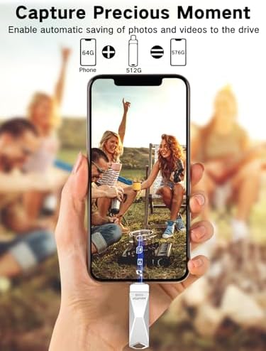 512 GB Photo Stick USB Drive – Ultimate Memory Expansion for i Phone, i Pad, Android, and PC – Fast Data Transfer & Plug-and-Play Convenience – Sleek Black External Storage Solution for Effortless File Management