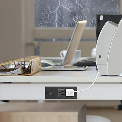 Recessed Power Strip with USB C PD Fast Charging – 30 W Flush Mount Desk Outlet for Space-Saving Convenience, 2 AC Outlets & 2 USB Ports, 6 ft Cord, Ultra Thin Flat Plug for Tidy Workspaces – Perfect for Home Offices and Multi-Device Charging Solutions