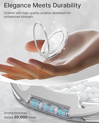Glamour Pearl Magnetic Phone Grip Holder with Adjustable Kickstand – Ultimate Versatile Smartphone Accessory for i Phone, Android & Kindle – Secure Hands-Free Viewing & Stylish Design – Includes Magnetic Adapter for Effortless Compatibility and Enhanced Usability