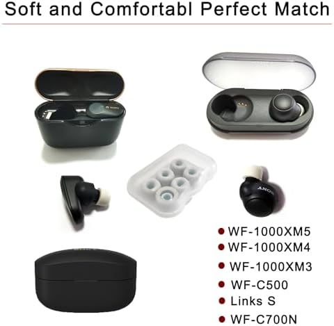 Upgrade Your Listening Experience with Memory Foam Ear Tips for Sony WF-1000 XM4, XM5 & Link Buds S – Superior Comfort & Sound Isolation – 3 Pairs Medium Black – Essential Replacement Accessories for Enhanced Audio Performance and Secure Fit