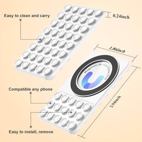 MGLK Silicone Suction Phone Case Magnetic Mount – Hands-Free, Strong Grip Holder for Selfies and Videos – Durable, Easy to Use – iPhone and Android Compatible for iPhone 15/14/13 Pro Max (Pink) – Enhanced Compatibility and Speed