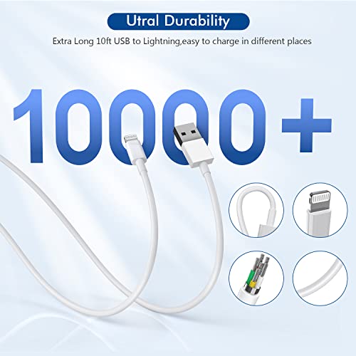 10 FT MFi Certified i Phone Charger Cable – 2 Pack USB to Lightning Fast Charging Cords for i Phone 14/13/12/11 Pro Max/SE 2022/X/XR & i Pad – Durable, Tangle-Free Design for Ultimate Charging Flexibility and Speed
