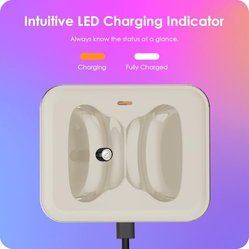 Magnetic Headphone Charging Station for Air Pods Max (2020/2024) – Dual Lightning & Type-C Connector Dock for Enhanced Compatibility and Quick Power-Up – Stylish Starlight Design for Home or Office Use