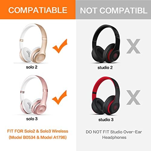 Upgrade Your Beats Solo 2 & 3 Experience with GVOEARS Premium Thicker Memory Foam Ear Pads – Exceptional Comfort & Noise Isolation, Durable 3 M Adhesive for Secure Fit, Stylish Grey Cushions for Enhanced Audio Performance and Long-Lasting Use – Perfect Headphone Accessories for Wireless & Wired Models