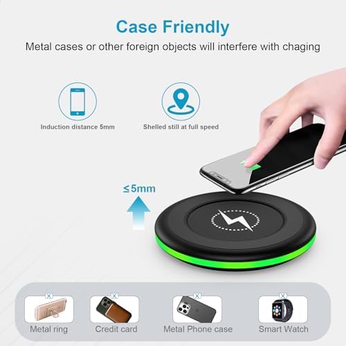 HOOTEK 15 W Multi-Device Wireless Charging Pad – Ultra-Fast Charging Station for Google Pixel 9 Series, Samsung Galaxy S25, and i Phone 16 – Enhanced Compatibility with Multi-Protect Safety Features and Non-Slip Design – Ideal for Qi-Enabled Devices Including Air Pods and Galaxy Buds – Experience Effortless Power with Case-Friendly Convenience and LED Charging Indicator
