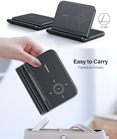 Fast Foldable Wireless Charger for Samsung Galaxy Z Fold 7 & Google Pixel 9 Pro – High-Speed Charging Station Stand for Z Fold Series 3-7 & Pixel Fold – Portable, Sleek Design with Non-Slip Surface for Ultimate Device Security and Convenience – Ideal for Home & Office Use
