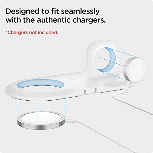 Spigen Mag Fit Duo: Dual Mag Safe Charger Stand for i Phone 16/15/14/13/12, Apple Watch & Air Pods – Fast Charging Pad in Sleek White Finish for Enhanced Device Compatibility and Efficiency