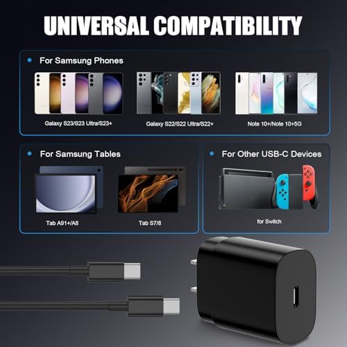 Essri 25 W Fast Charging Power Pack – Ultimate USB-C Wall Adapter Set with 6 ft & 10 ft Cables for i Phone 16/15, i Pad Pro/Mini Compatibility – Ideal Travel & Home Charging Solution for Busy Lifestyles