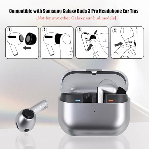 Upgrade Your Samsung Galaxy Buds 3 Pro Experience with Premium Memory Foam Earbud Tips – 4 Pairs of Comfort-Enhanced Eartips for Superior Noise Isolation and Ultimate Audio Clarity – Custom Fit for All Ear Sizes – Essential Galaxy Buds Accessories