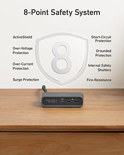 Anker 521 Power Strip Charging Station – 3 AC Outlets & 30 W USB-C Charger for Fast, Efficient Power Delivery | Ideal for Home, Office, Dorm, and Travel | Versatile 5 ft Extension Cord for Enhanced Flexibility | Compatible with i Phone 16/15 and More Devices