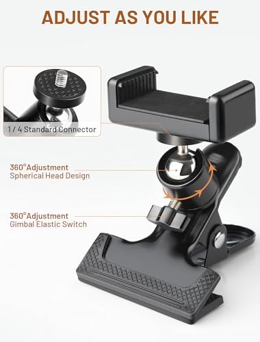 Guitar Bass Head Phone Holder Cell Phone Stand Live Broadcast Bracket Clip Clamp Phone Mount with 1/4 Ball Head Adapter Universal for Bass Ukulele Compatible with iPhone Samsung Smart Phones – Enhanced Compatibility and Speed