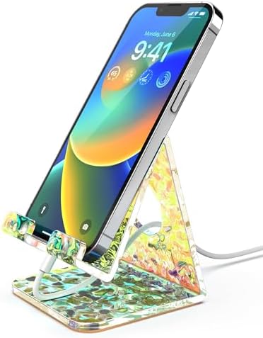 TOPGO 2 Pack Acrylic Cell Phone Stand, Clear Phone Holder for Office Desk, Vanity, Kitchen Counter, Bedside Table, Compatible with iPhone 16 15 14 13 12 11 Pro Max Plus/Smartphones/iPad/Switch/Kindl – Enhanced Compatibility and Speed