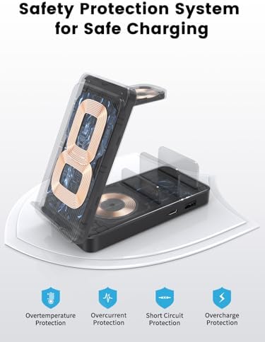 Ultimate 5-in-1 Wireless Charging Station for Samsung Devices – Foldable Multi-Device Charger with Phone Stand, Galaxy Watch Dock & Earbuds Support – Fast Charging & Safe Power Management for Galaxy S25/S24/S23 & Watch 7/6/5/Ultra – Sleek, Portable Design for Home or Travel