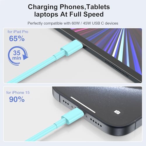 240W USB C Charging Cable for MacBook Pro/Air & for iPhone 16/15 Pro Max, MFi Certified 48V/5A Super Fast Charger Cord 6ft, PD 3.0 Compatible with iPad Pro 12.9/11, Samsung S25/S24(2-Pack) – Enhanced Compatibility and Speed