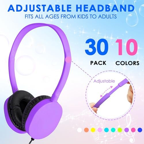 Classroom-Ready 10 Pack Kids Headphones – Ultra-Comfortable & Robust Earbuds for Students, Toddlers, and Teens – Superior Sound Quality & Multi-Device Compatibility – Perfect Headphone Set for Enriching Educational Engagement