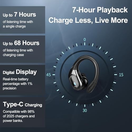 Transform Your Workout Routine with HEING Waterproof Bluetooth Earbuds – Advanced 5.0 Connectivity, Long-Lasting Battery, Ergonomic Over-Ear Design, LED Charge Indicator, and Integrated Microphones for Seamless Hands-Free Calls – Perfect for Fitness Enthusiasts, Runners, and Outdoor Adventurers
