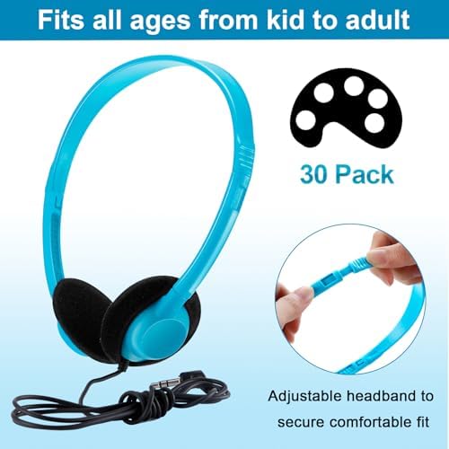 Yunsailing 30-Pack Classroom Headphones – Lightweight & Durable On-Ear Headsets with 3.5 mm Jack for Engaging Learning – Cheerful Light Yellow Color for Students and Teachers in Educational Settings