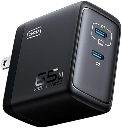 INIU 3-Port USB C Charger Block – 65 W PD Fast Charging Wall Adapter with Compact Foldable Plug, Ga N Technology for Ultimate Efficiency – Multi-Device Compatibility for Mac Book Pro/Air, i Phone 16, Samsung S25, i Pad Pro & More – Travel-Friendly Design for Rapid Power Delivery