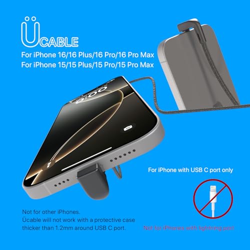 Revolutionary 180-Degree Angled USB C to USB C Charge & Data Cable – 6.5 ft Patented Wrap-Behind Design for Hassle-Free Connectivity with i Phone 16 Pro, i Pad, Samsung Galaxy Tab 9 A+ & More – Fast Charging & Lifetime Replacement Guarantee for Ultimate Reliability