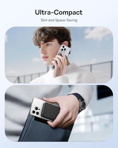 Baseus Magnetic Portable Charger for i Phone – 5,000 m Ah Qi2 Certified Wireless Power Bank with 15 W Mag Safe Compatibility & 20 W USB-C Fast Charging for i Phone 16/15/14/13/12 – Sleek, Lightweight Design for On-the-Go Power Solutions