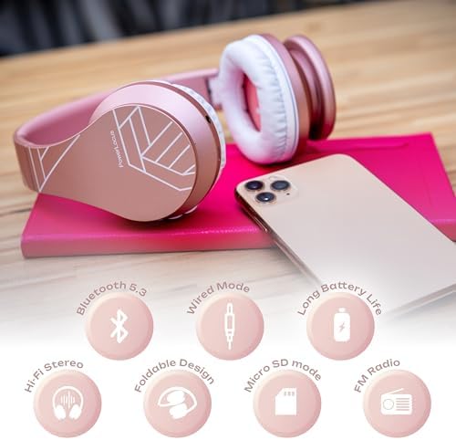 Experience the Ultimate in Comfort and Sound with Power Locus Stylish Purple & White Wireless Over-Ear Headphones – Hi-Fi Stereo Quality, Foldable Design for Travel, 12-Hour Battery Life, and Built-In Microphone for Hands-Free Calls – Perfectly Compatible with i Phone, Samsung, and LG Devices